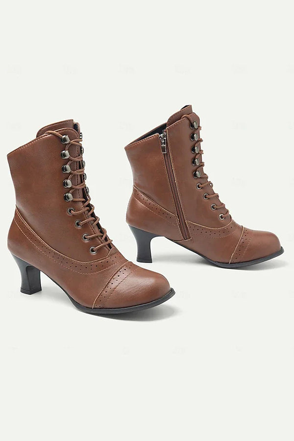 British Style Thick Heel Mid Calf Boots