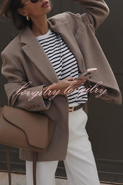 Solid Color Lapel Long Sleeve Loose Blazer