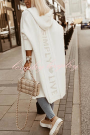 Fashionable Hooded Loose Long Letter Knitted Jacket