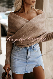 Warm in Two Ways Knit Off Shoulder Relaxed Poncho Sweater