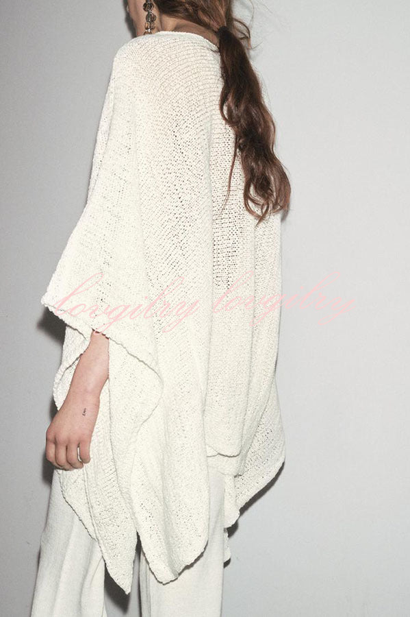 Sunny Somewhere Knit Batwing Sleeve Loose Cover-up Cape