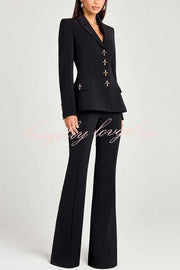 Women Power High Rise Side Zipper Flare Slim Fit Pants