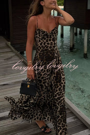 In The Maldives Leopard Waisted A-line Slip Maxi Dress