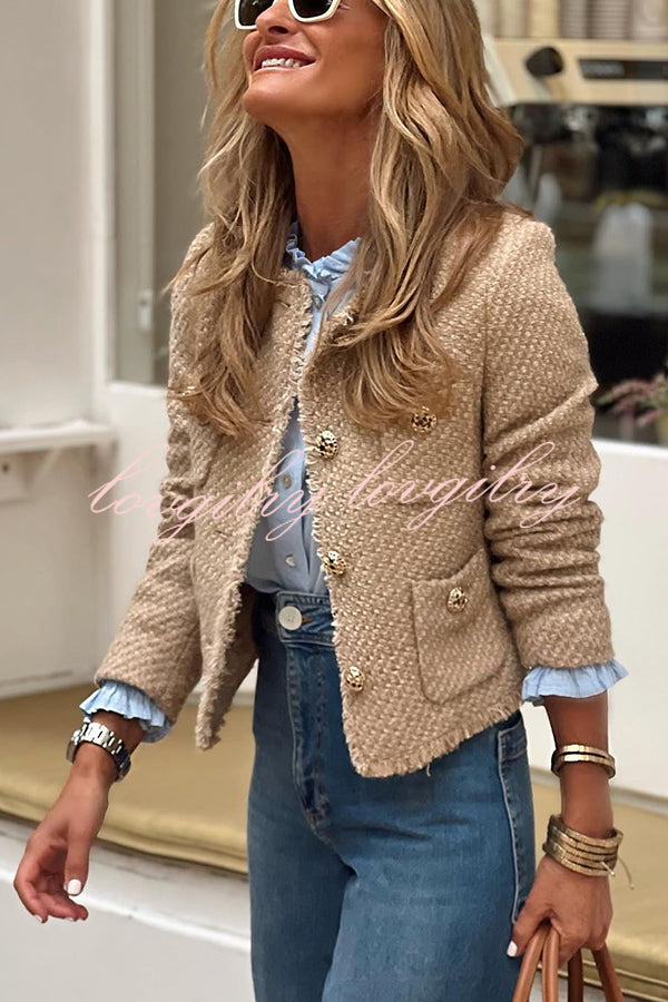 Joy To The World Tweed Metal Button Pocket Jacket