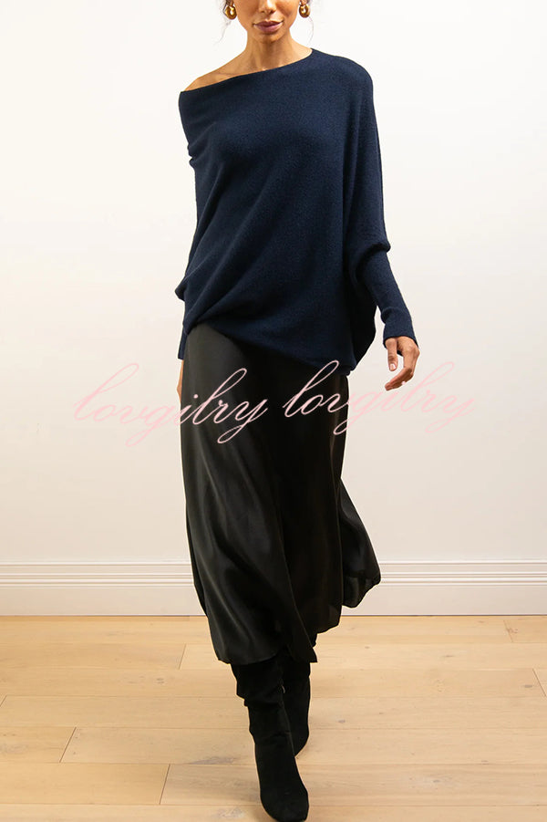 Solid Color Round Neck Long Sleeve Loose Knitted Sweater