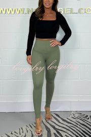 Solid Color High Waist Stretch Slim Fit Pants