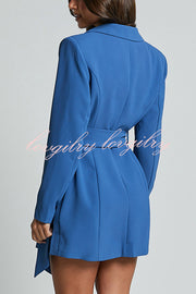 Fashion Pioneer Solid Color Lapel Long Sleeve Lace-up Blazer