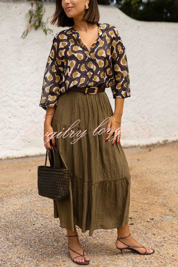 Solid Color Splicing Casual Vacation Maxi Skirt