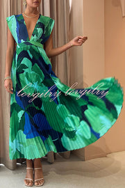 Lifetime of Love Capri Print Umbrella Pleated Maxi Dress