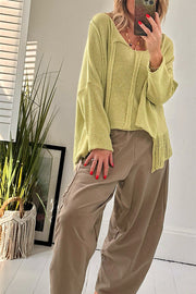 Solid Color Casual Long-sleeved Loose Knitted Sweater