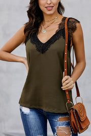 Fashion Lace Splicing V-neck Sleeveless Camisole