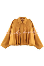 Fashion Lapel Long-sleeved Casual Bomber Jacket