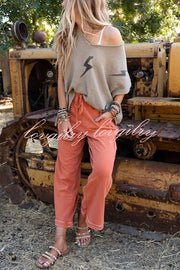 Lightning Pattern Loose Batwing Sleeve Knit Top
