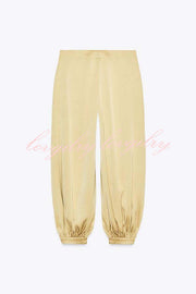 City Phantom Satin High Rise Pocket Aladdin Bloomers Pants