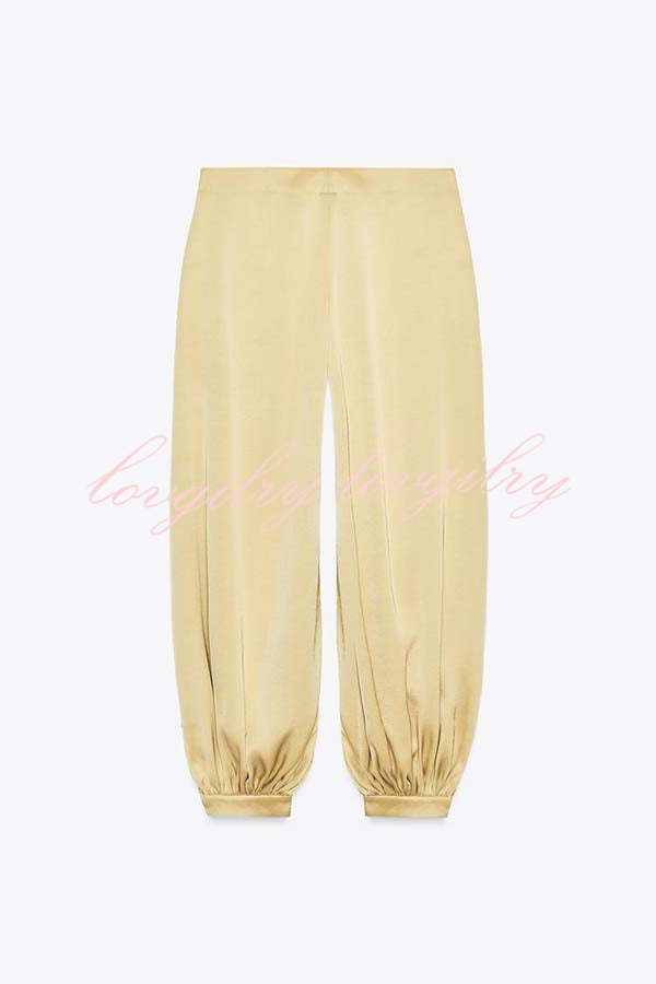 City Phantom Satin High Rise Pocket Aladdin Bloomers Pants