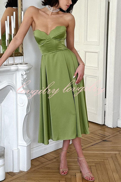 Off-shoulder Sleeveless Slim Sexy Midi Dress