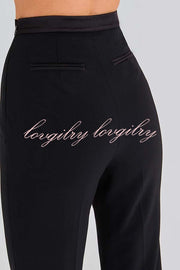 Women Power High Rise Side Zipper Flare Slim Fit Pants