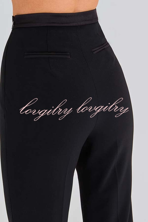 Women Power High Rise Side Zipper Flare Slim Fit Pants