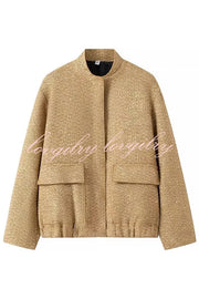 Fashion Sequin Long Sleeve Casual Pocket Loose Jacket