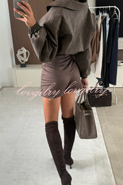 Perfect Match High Rise Zipper Waist Side Slit Skort