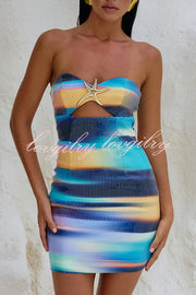 Gradient Sequin Sexy Off-the-shoulder Hollow Slim Mini Dress