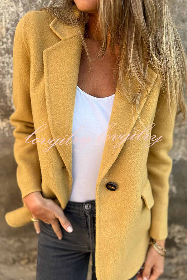 Daytime Perfection Faux Wool Lapel Button Relaxed Blazer