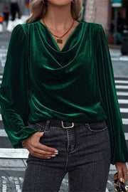 Fashionable Velvet Long-sleeved Loose Casual Top