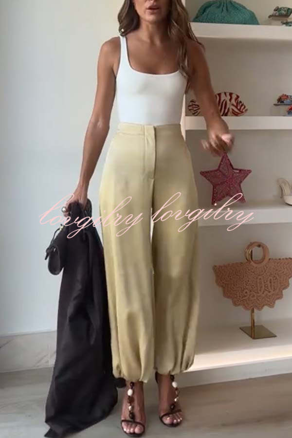 City Phantom Satin High Rise Pocket Aladdin Bloomers Pants
