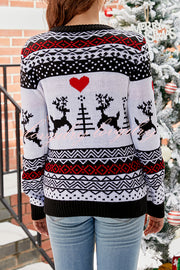 Christmas Print Crew Neck Long Sleeve Sweater