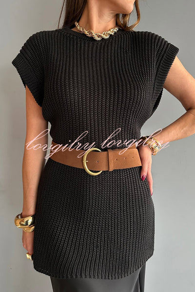 Solid Color Loose Sleeveless Casual Knitted Vest