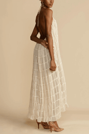 Versatility and Vintage Charm Pleated Drawstring Waist Tiered Maxi Skirt