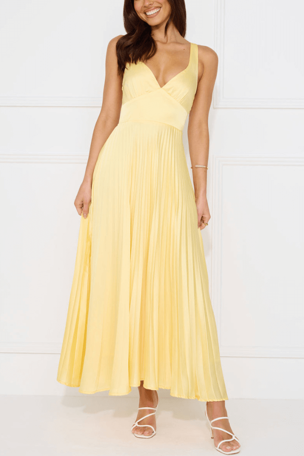 Tucson Sunset Pleated Back Elastic Umbrella Maxi Dress