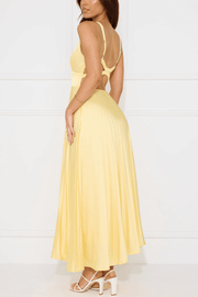 Tucson Sunset Pleated Back Elastic Umbrella Maxi Dress