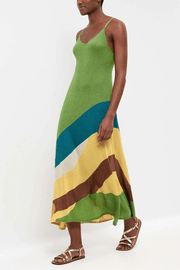 Contrast Print Sleeveless Backless Slim Fit Maxi Dress