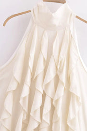 Oh So Sweet Chiffon High Neck Ruffle A-line Dress