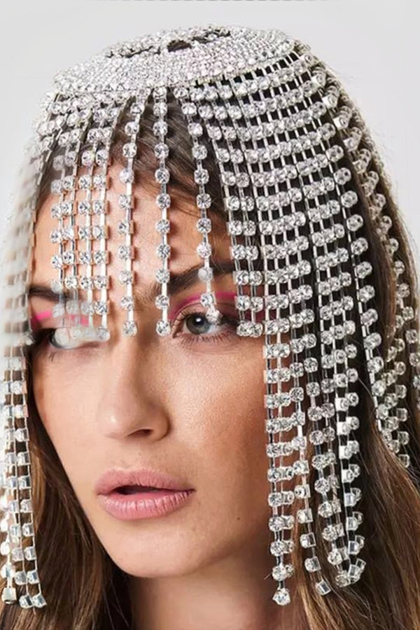 Rhinestone Tassel Mesh Headband