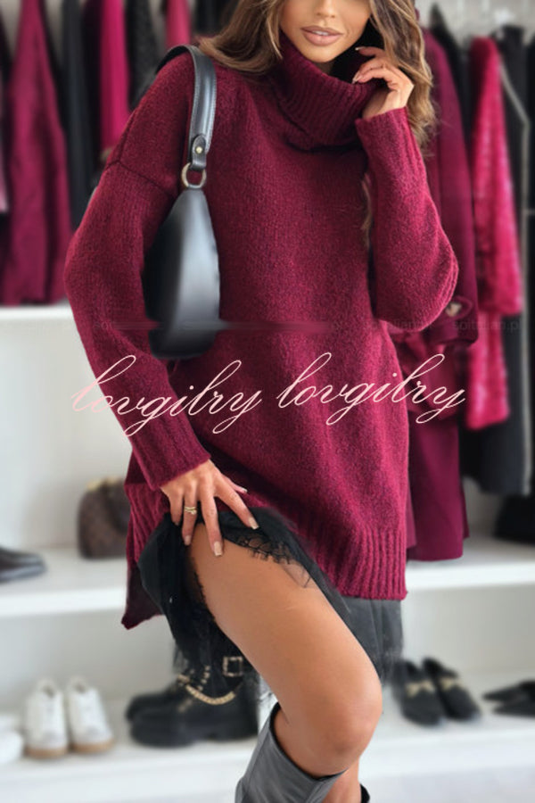Breezy City Knit Turtleneck Long Sleeve Relaxed Sweater