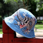 Fashionable Ethnic Style Embroidered Denim Bucket Hat