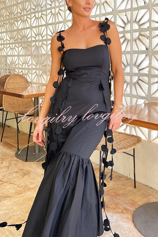 Romantic Getaway Round Decorative Draped Braid Fishtail Midi Dress