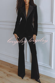 Delicate Daze Velvet High Rise Elastic Waist Flare Pants