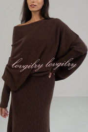 Solid Color Round Neck Long Sleeve Loose Knitted Sweater