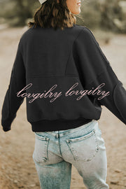 Pocket Zip Pullover Long Sleeve Sweatshirt