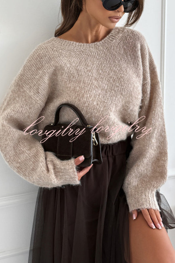 Gisella Knit Back Slit Leopard Print Bow Design Long Sleeve Relaxed Sweater