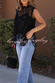 Light and Cute Tulle Lace Inner Wear High Neck Cape Top