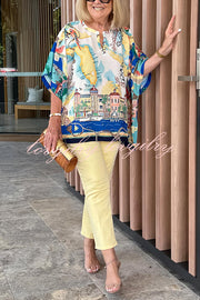 Unique Printed Casual Half Sleeve Loose Top