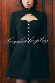 Elegant Long-sleeved Hollowed-out Button-down Slim-fit Mini Dress