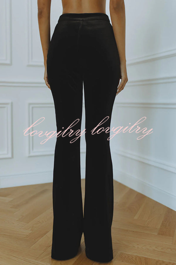 Delicate Daze Velvet High Rise Elastic Waist Flare Pants