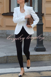 Solid Color Lapel Long Sleeve Casual Button Blazer