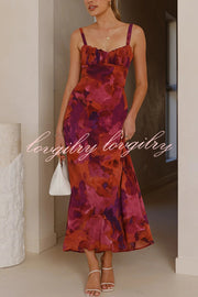 Fashion Tie-dye Backless Suspender Holiday Maxi Dress