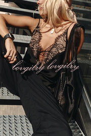 Versatile and Elegant Items Lace Petal Trim Cutout V-neck Slip Loose Tank